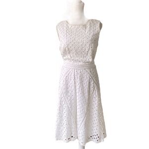 Ellen Tracy white eyelet sleeveless dress size 8P